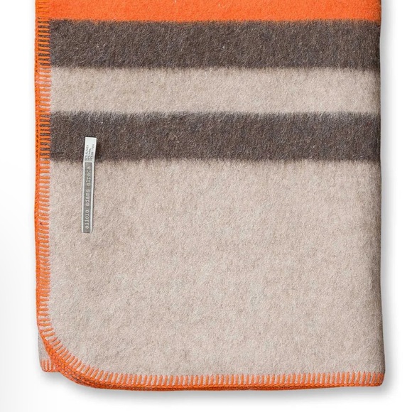 NEW $575 Alicia Adams Alpaca Field Throw Blanket Orange Taupe Peru Fair Trade - Picture 3 of 8